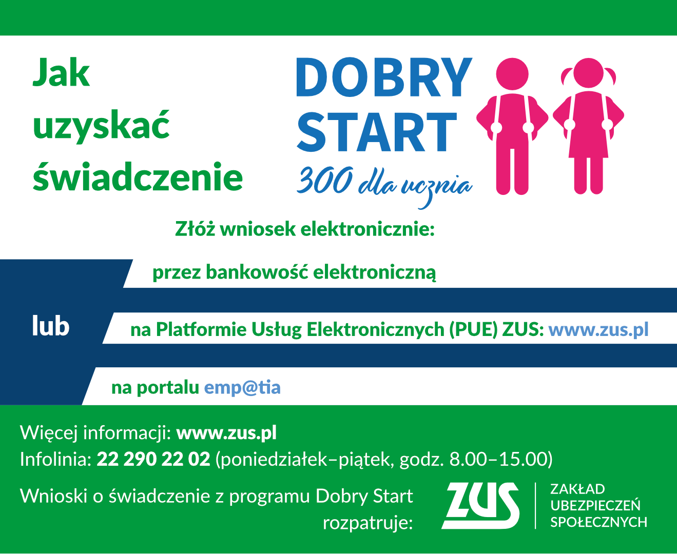 infografika przedstawiająca nowe zasady prrogramu Dobry Start 300