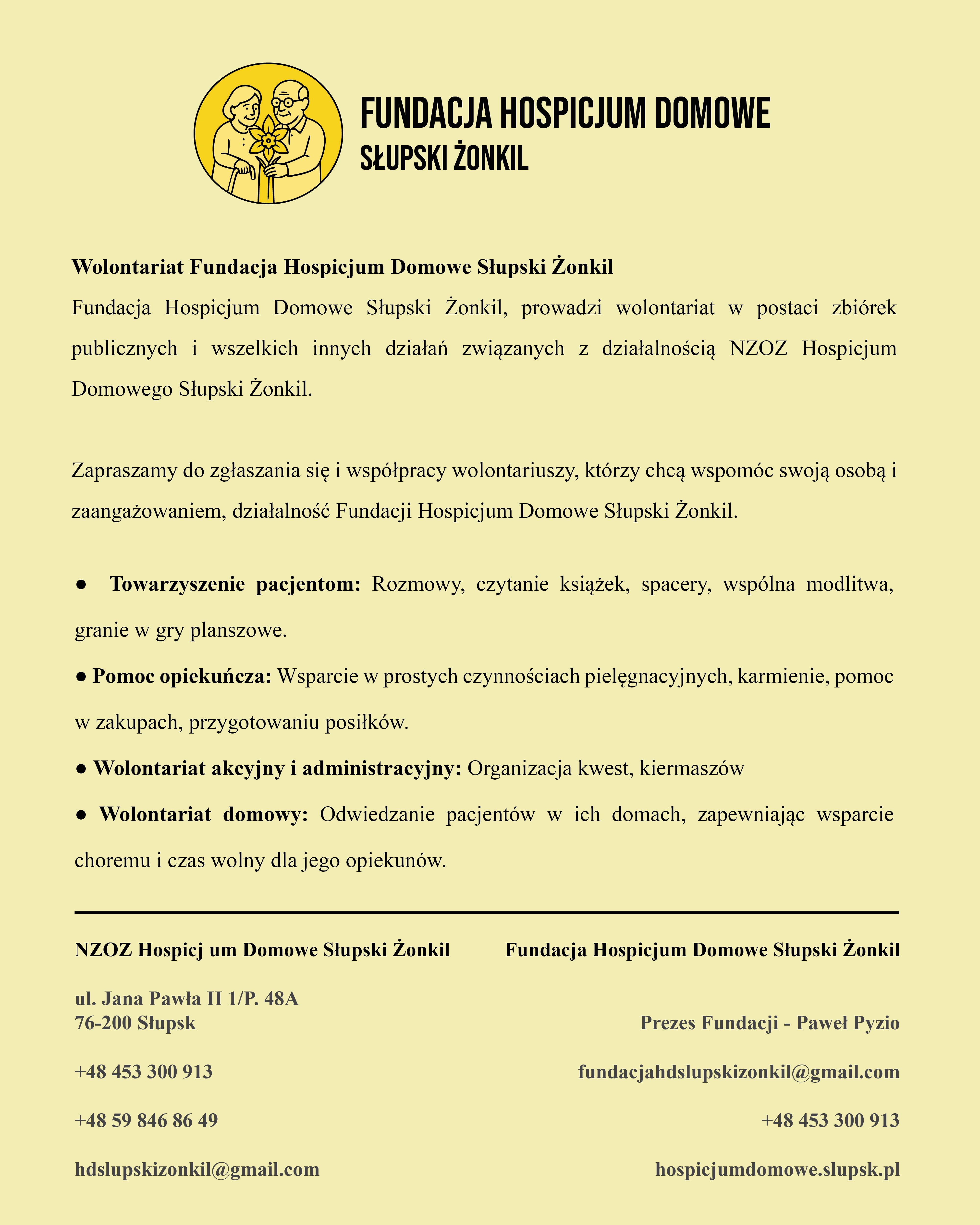 Plakat przedstawia informacje dotyczące wolontariatu tak jak w treści artykułu