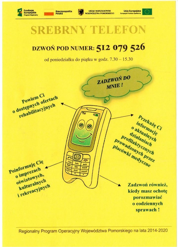 Srebrny telefon - plakat informujący